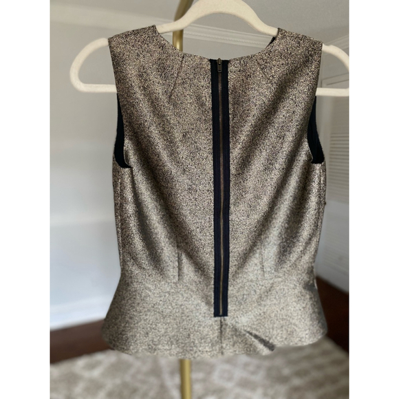 Fossil Metallic Gold Peplum Blouse Tank Top Party Wedding Festival Concert Glam - Picture 3 of 7